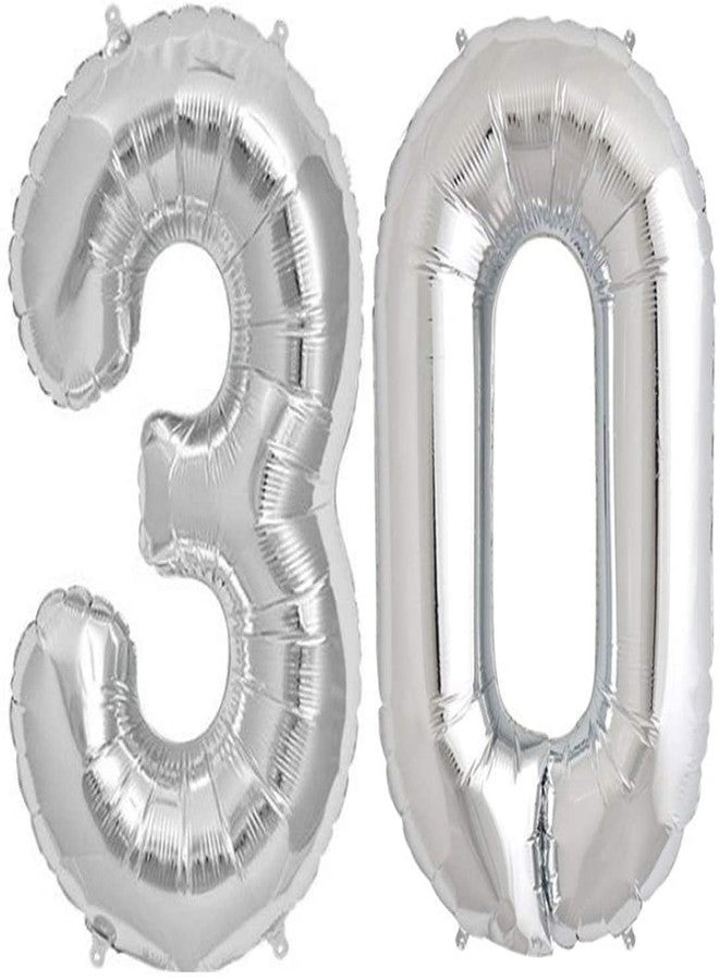 Propsicle 16 inch Birthday Foil 30 Number Helium Balloon Party Decoration Silver Pack of 2 | 30 No. Balloons Birthday/Anniversary | Thirty Number - Image 1